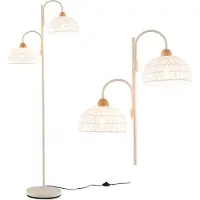 Costway Rotin Lampadaire Salon, pivotant à 350°, E27, lampe de lecture avec interrupteur à pied, lampe sur pied hauteur 155 cm, lampe de salon moderne