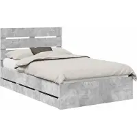 Syfax Cadre de lit Gris béton 135 x 190 cm Bois Ingénierie