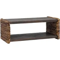 Syfax Table basse Naturel 90 x 45 x 35 cm Bois de Mahogany Massif