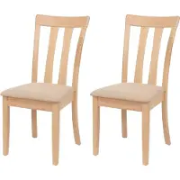 Mendler Lot de 2 chaises de salle à manger HWC-G46, chaise de cuisine, tissu/textile, bois massif structure couleur naturelle, beige