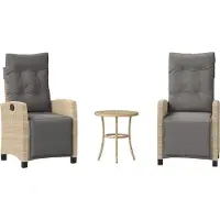 Syfax Ensemble de bistro 3 pcs coussins mélange beige résine tressée
