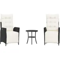 Syfax Ensemble de bistro 3 pcs avec coussins noir résine tressée