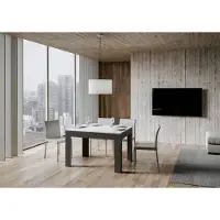 Itamoby - Table extensible 120/180x90 cm Bibi Mix dessus blanc spatulé cadre anthracite spatulé
