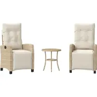Syfax Ensemble de bistro 3 pcs avec coussins beige résine tressée