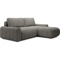 Selsey Lelu - Canapé d'angle en L avec fonction sommeil, coffre de lit et velours côtelé, réversible, beige foncé