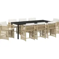 Syfax Ensemble de salle à manger pour jardin 9 pcs Beige polyrotin