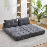 MODFU Fauteuil Convertible - 1 Place Matelas Pliable Coussin Inclus Tissu Chenille Gris