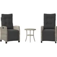 Syfax Ensemble de bistro 3 pcs et coussins gris clair résine tressée