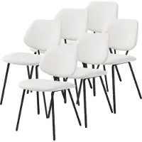 En.casa Chaise de salle à manger 'Köma' (lot de 6) Chaise rembourrée avec piètement métallique Tissu beige