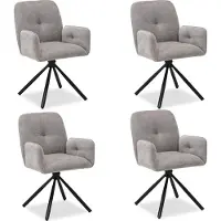 Homestyle4u Chaise de Salle à Manger Lot de 4 Moderne Tissu Gris Design Chaises de Cuisine Chaises pas Cher Fauteuils Rembourrée