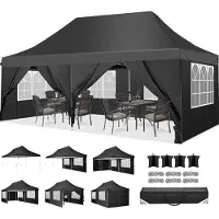 Sonstiges Pavillon pliable 3x6m étanche stable résistant à l'hiver avec parois latérales sac de sable