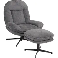 Mendler Fauteuil relax avec repose-pieds HWC-P32, fauteuil TV suspension Nosag, pivotant métal tissu/textile chenille (370 g/m²) gris