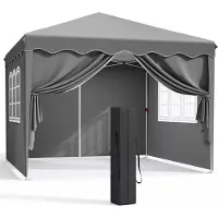 StarTech.com Pop-up Pavillon - Tente de réception 3 x 3 m - Structure en acier - Tissu Oxford enduit de PVC - Hauteur réglable 176-200 cm - Pliable - Résistant à la pluie - Gris foncé