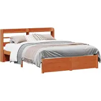 Syfax Cadre de lit Cire marron 150 x 200 cm Bois de Pin Massif