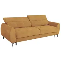 Dunlopillo Canapé express - 2/3 places - SAFIA - tissu gaufré - ocre - matelas 15 cm - 206 x 105 x 76/94 cm -