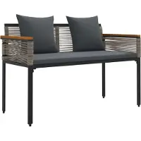 vidaXL Banc Outdoor Gris et gris foncé 117 x 54 x 74,5 cm Poly-Rotin