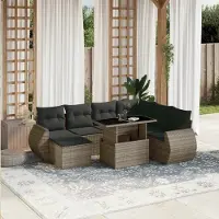 Prolenta Maison Exclusive - Salon de jardin 8 pcs avec coussins gris résine tressée