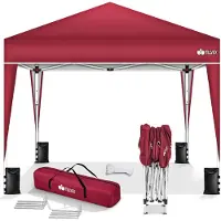 Tillvex Pavillon 3x3m imperméable rouge | Pop-Up Pliable réglable en hauteur | Tente de jardin protection UV 50+ | Tente de réception avec sac pour le jardin