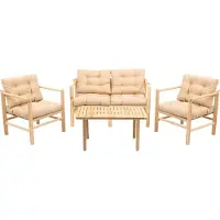 Dmora Frigento - Ensemble Table et Chaises, Blanc Crème, 4 Places