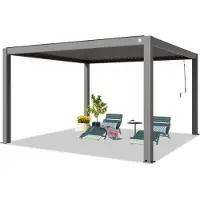 TOOLPORT PRIMEYARD Pergola 4x4 m poteaux en aluminium avec lames orientables en aluminium pavillon gris