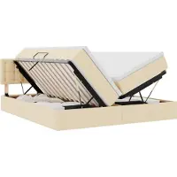 vidaXL Lit de rangement avec matelas Crème 180 x 200 cm Similicuir