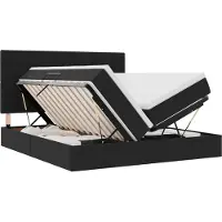 Syfax Lit de rangement LED avec matelas Noir 180 x 200 cm Velours