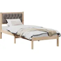 Syfax Cadre de lit avec tête de lit Taupe 75 x 190 cm Pin massif