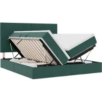 Syfax Lit de rangement LED avec matelas Vert foncé 200 x 200 cm