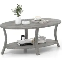 Costway Table basse, table de salon avec étagère, 2 tables d'appoint, table de salon, table basse pour le salon, le bureau, la réception, 111x60,5x47cm, Gris