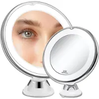 Edibazzar | Miroir cosmétique pivotant à éclairage LED avec ventouse pour le maquillage