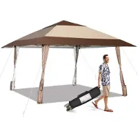 Northix Tente d'auvent de tonnelle de patio de 4 m x 4 m avec roues Beige