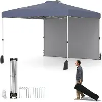 Northix Pavillon pop-up 3 x 3 m avec paroi latérale, portable, gris