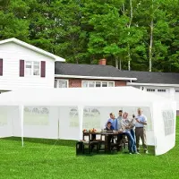 Northix Tente pavillon de jardin 3 x 9 m Tente de jardin pavillon avec 5 parois latérales amovibles blanc