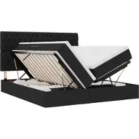 Syfax Lit de rangement LED avec matelas Noir 200 x 200 cm Tissu