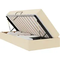 vidaXL Lit avec rangement et matelas Crème 90 x 190 cm Polyester