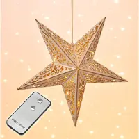 Spetebo Étoile LED en bois avec 10 LED blanc chaud et télécommande