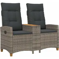 Syfax Banc inclinable avec table Gris et Gris foncé 126 x 65 x 112 cm
