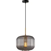 ITALUX Lampe suspendue moderne noir-doré verre fumé abat-jour décoratif pour salon cuisine 1xE27 40W GAVINO