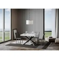 Itamoby - Table extensible 120/380x90 cm Famas frêne blanc pieds anthracite