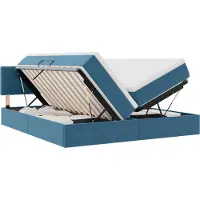 vidaXL Lit coffre à LED avec matelas, bleu foncé, 200 x 200 cm, velours