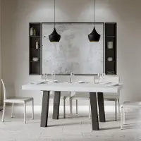 Itamoby - Table extensible 180/284x90 cm Bridge frêne blanc pieds anthracite