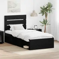 Prolenta Maison Exclusive - Cadre de lit noir imitation chêne, 75 x 190 cm