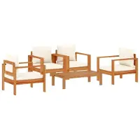 vidaXL Ensemble de 5 canapés de jardin avec coussins en bois massif d'acacia