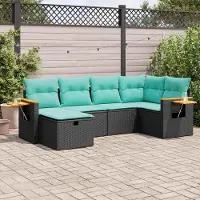 Prolenta Maison Exclusive - Salon de jardin 6 pcs avec coussins noir résine tressée