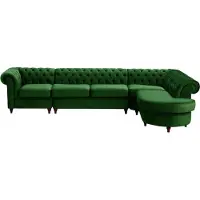 Wintech Chesterfield - Canapé d’angle droit modulaire - Velluto 10 - dark oak
