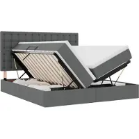 vidaXL Lit de rangement avec tête de lit gris foncé 200 x 200 cm Tissu