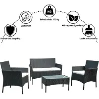 Wolketon Ensemble de meubles de balcon en poly rotin pour 4 personnes Salon de jardin, noir, ensemble de meubles de jardin Lounge Confortable pour balcon ou terrasse