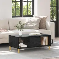 Prolenta Maison Exclusive - Table basse aspect chêne noir 90 x 50 x 26,5 cm Matériau dérivé du bois