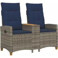 Syfax Banc inclinable avec table Gris et bleu marine polyrotin