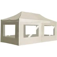 Syfax Tente de réception pliable avec parois Aluminium 6 x 3 m Crème